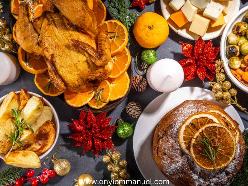 A-lot-food-including-turkey-on-a-table-17-Easy-New-Years-Eve-Food-Ideas-That-Will-Bring-In-The-New-Year-Vibe