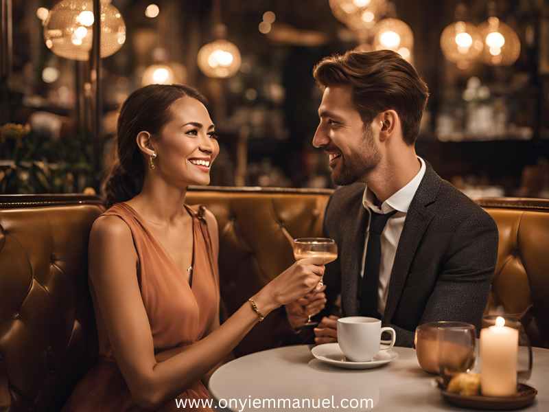 A-man-and-a-lady-sharing-a-glass-of-wine-as-25-perfect-first-date-outfits-to-make-a-lasting-impression