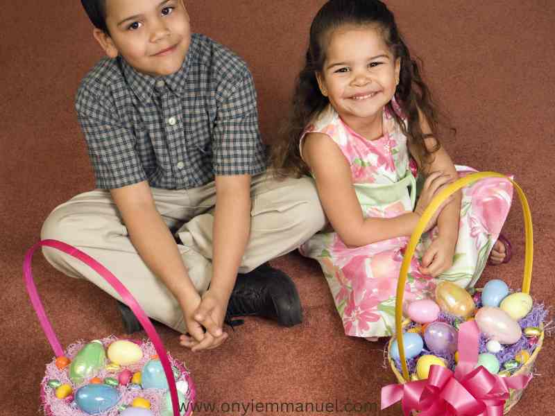 Kids-with-their-easter-baskets-as-60-Non-Candy-Easter-Basket-Ideas-For-Kids